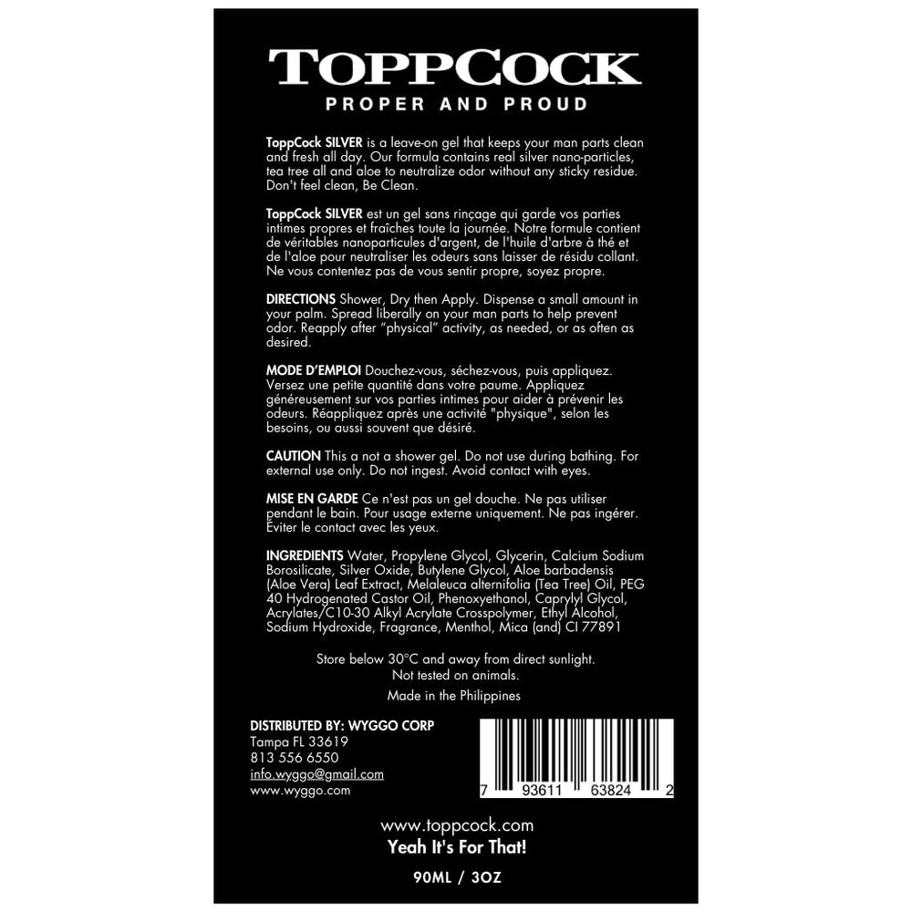 TOPPCOCK gel argenté apres rasage intime protège et apaise