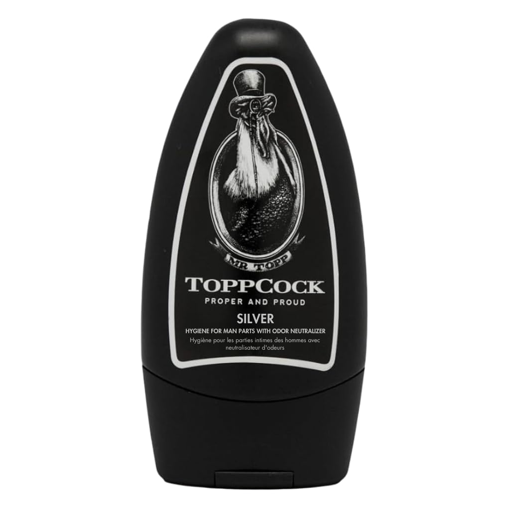 TOPPCOCK gel argenté bouteille pour l hygiène masculine, fraîcheur durable