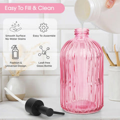 Topsky distributeur savon rose 400 ml avec pompe noire, rangement pratique.