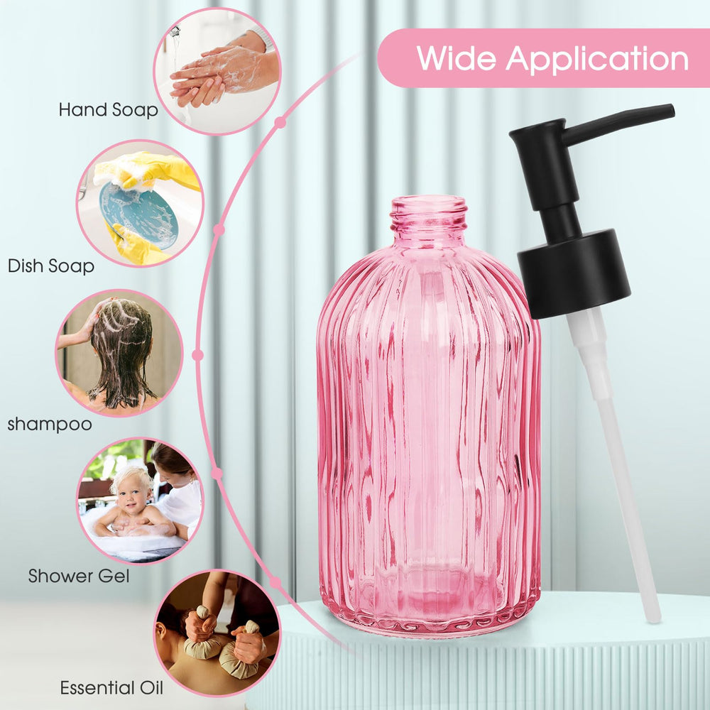 Topsky distributeur savon en verre rose, cadeau élégant pour maison et bureau.