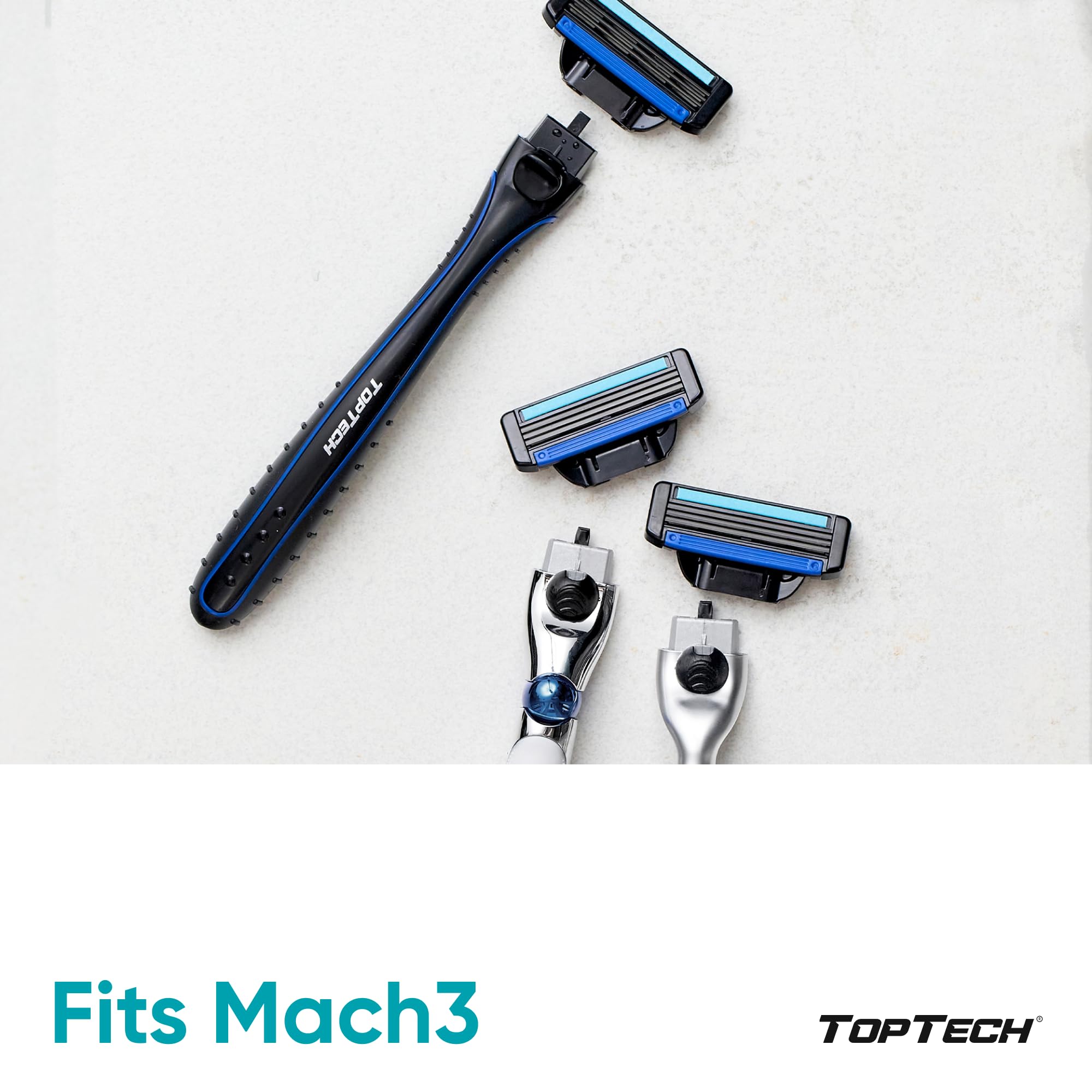 Toptech Rasoir3 pour homme — bandes lubrifiantes à l’Aloe Vera pour un contact doux.