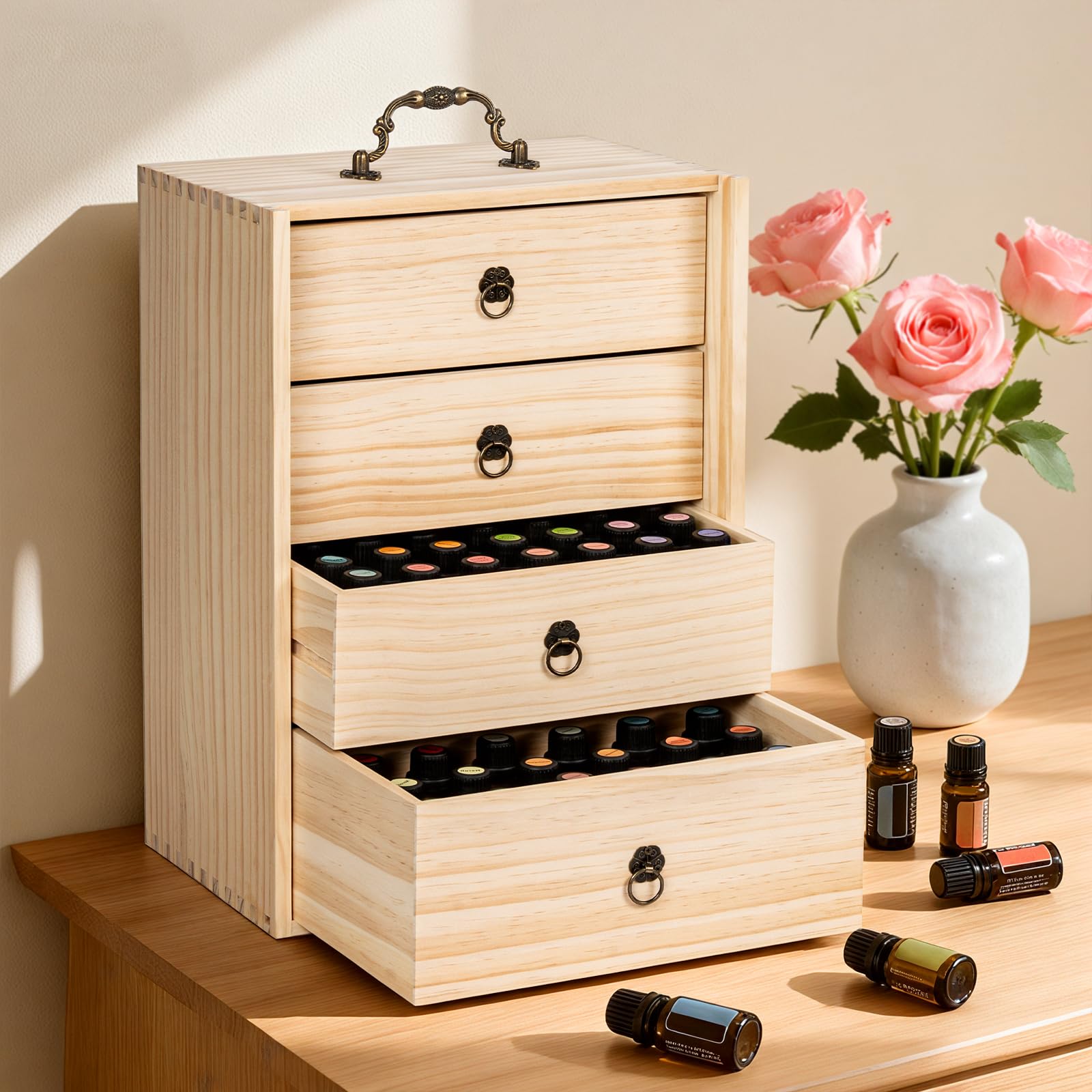 Organisateur en bois TORIBIO pour huiles 5–30 ml.