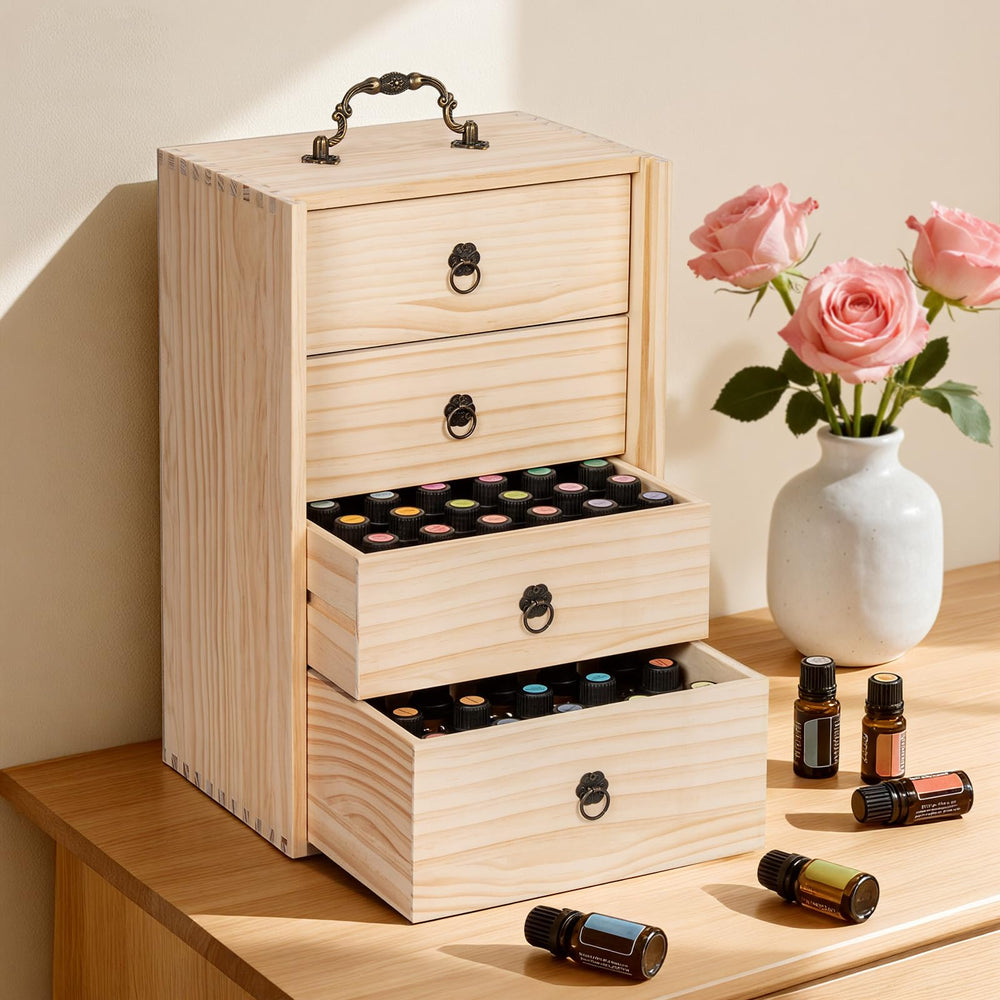 TORIBIO organisateur huiles 5–30 ml en bois, idéal pour gagner de la place.