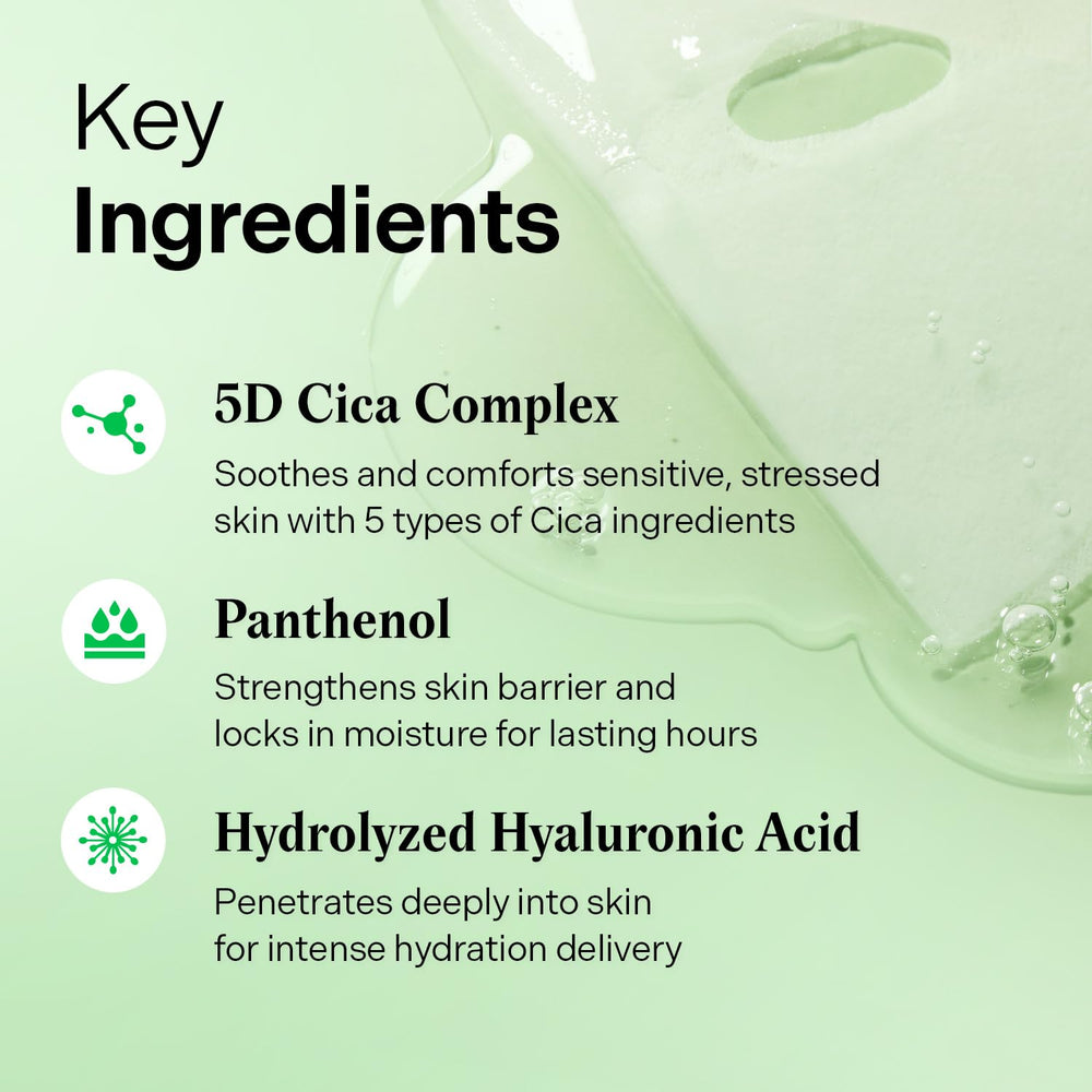 Torriden Balanceful Cica masque visage — dérivés de Centella Asiatica pour apaiser la peau.