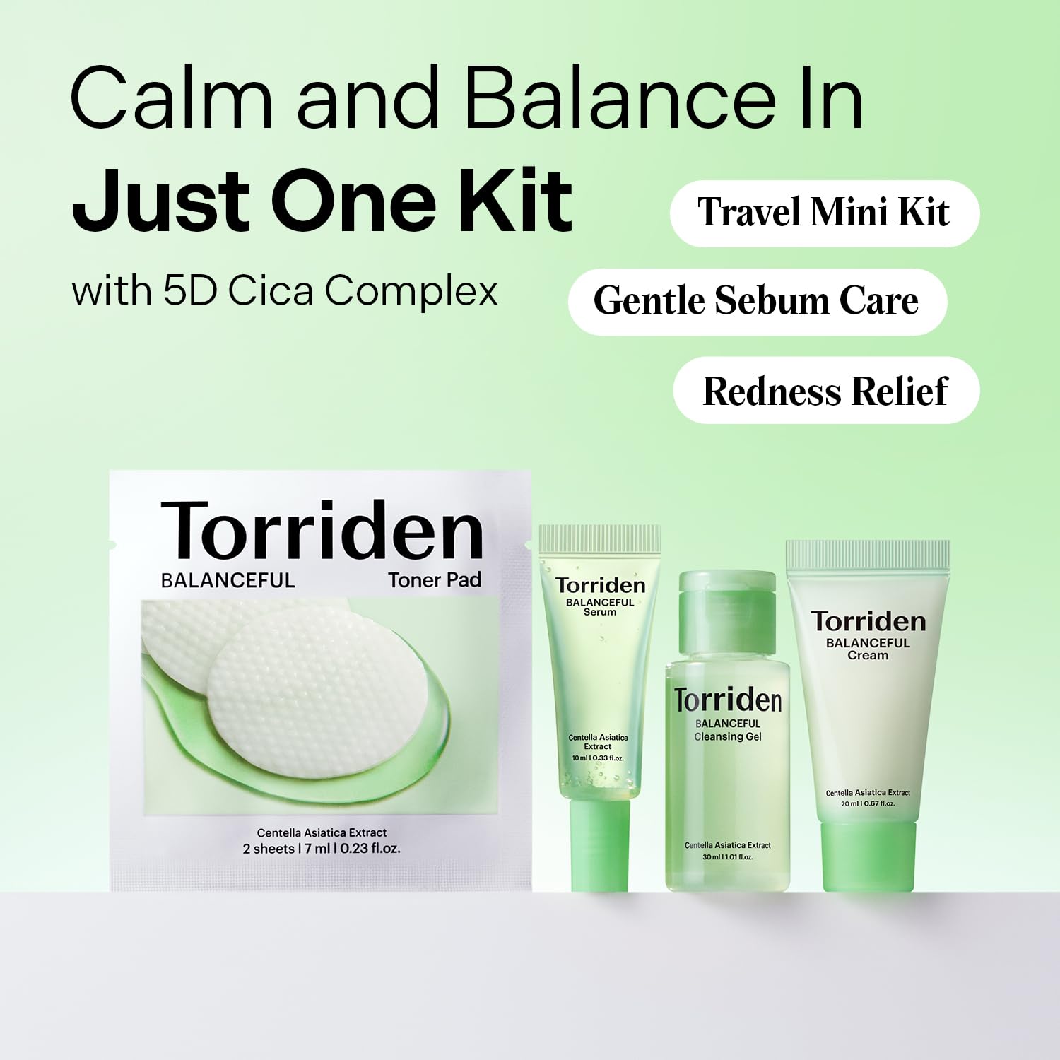 Torriden Balanceful Coton tonifiant végane Cica pads hydratants préparent la peau