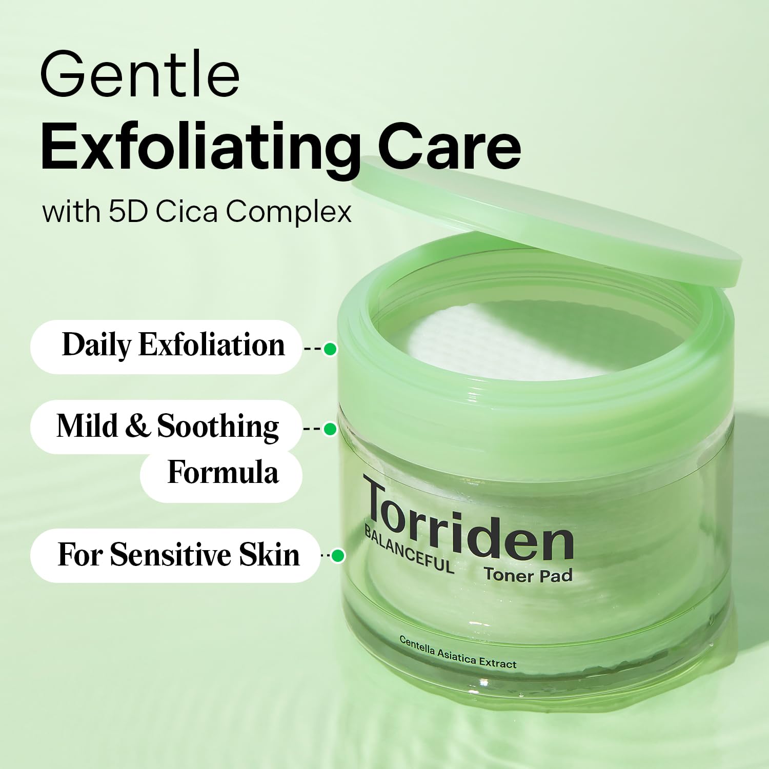 Torriden Balanceful Toner Pad – essence CICA végane, apaise et hydrate la peau.