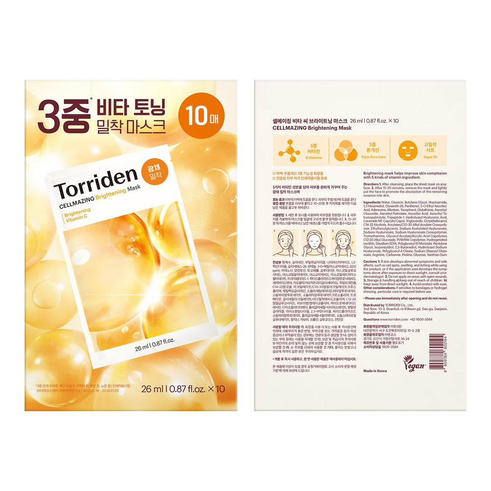 Masque vegan Torriden Cellmazing sans ingrédients d’origine animale.