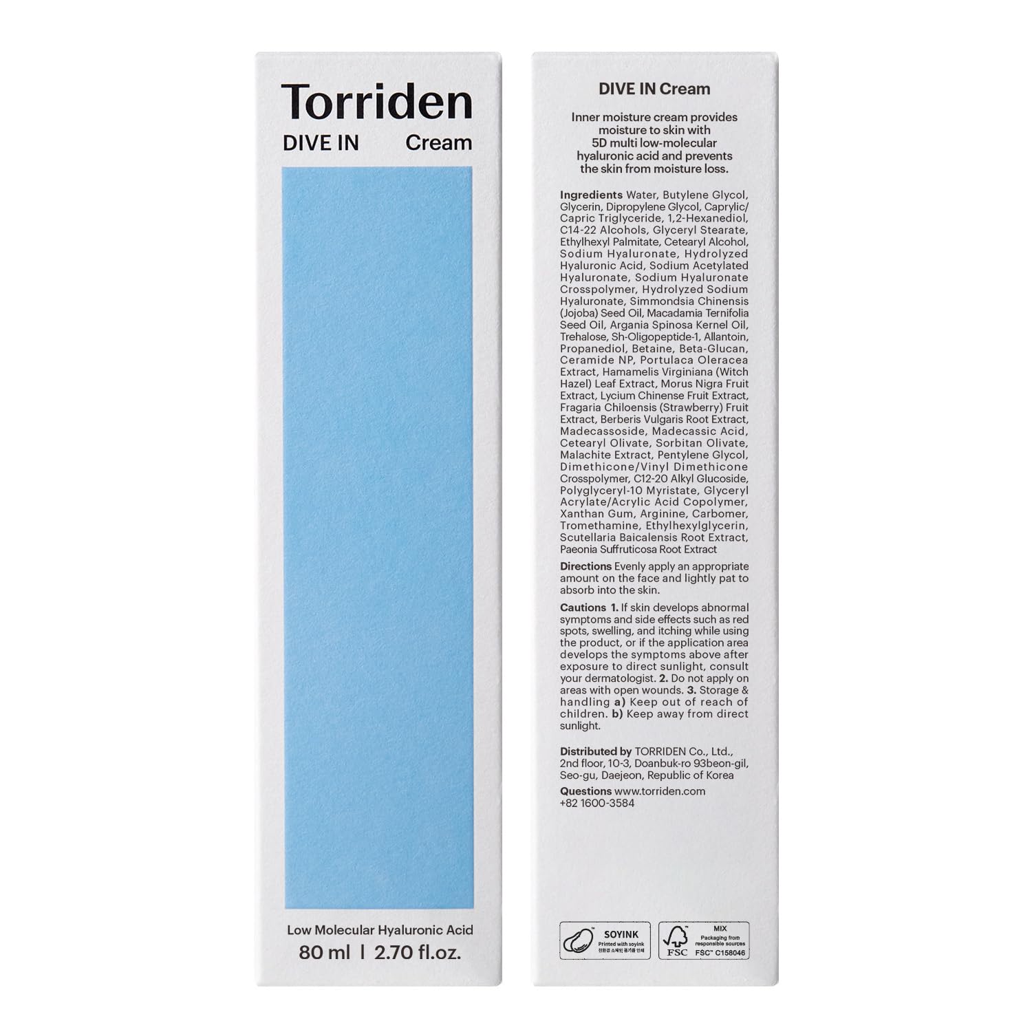 Torriden DIVE IN Crème — activant l’hydratation sans film collant.