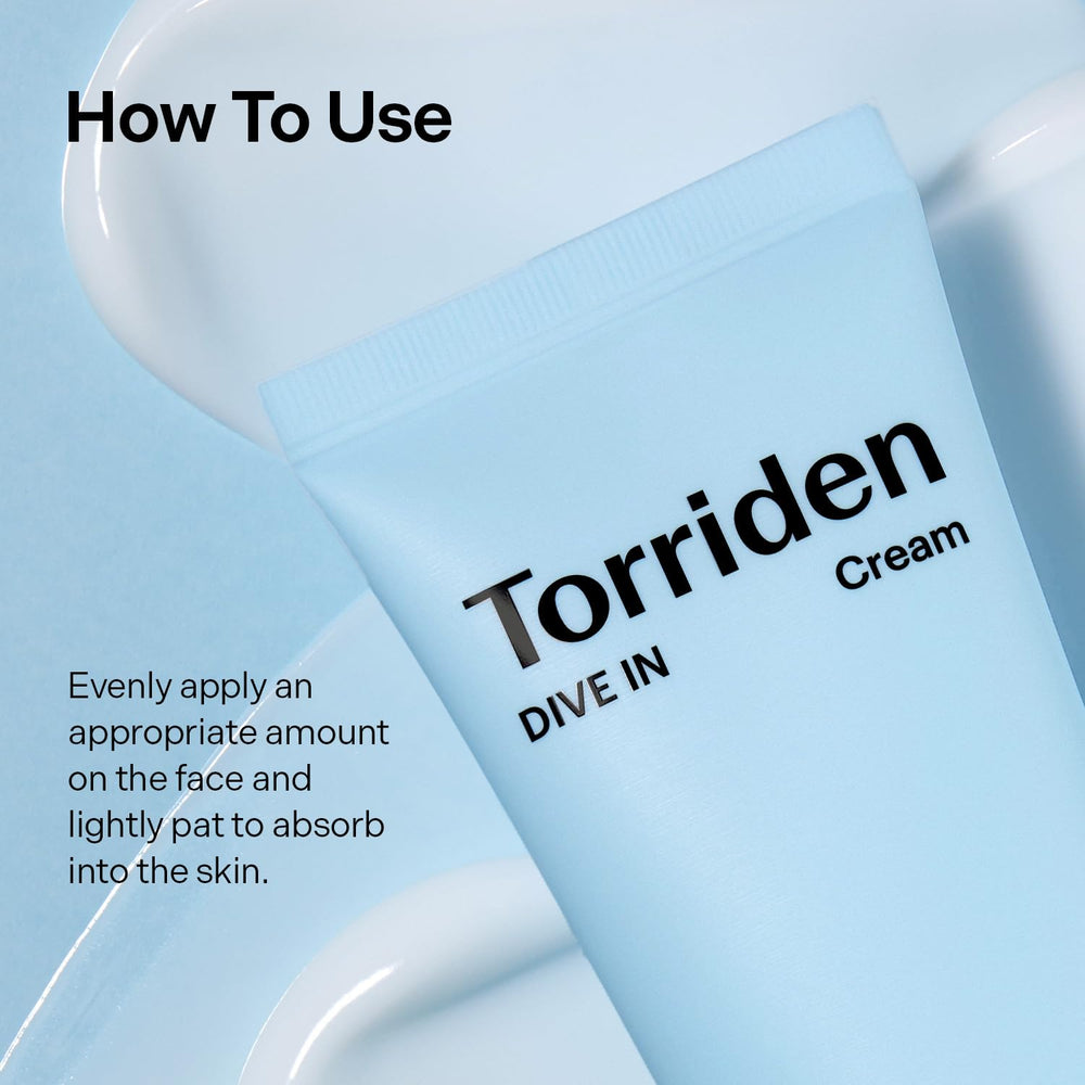 Torriden DIVE IN Crème — formule sans irritants pour peaux sensibles.
