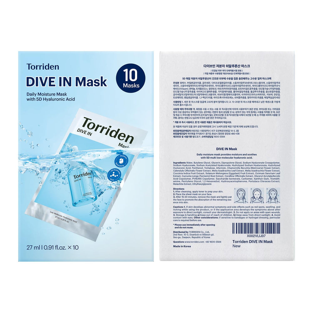 Lot Torriden Dive In, masque pour routine hydratante quotidienne.