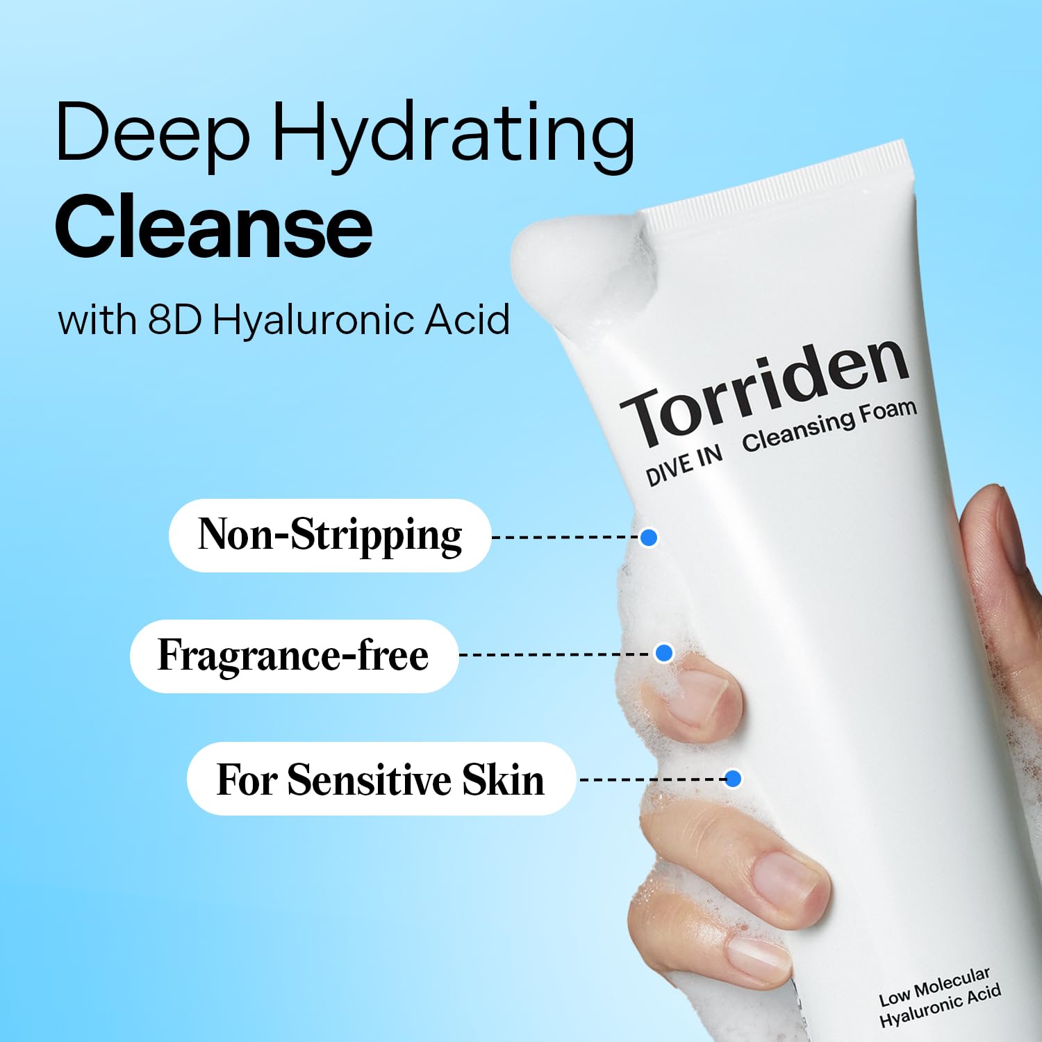 Texture mousse crèmeuse Torriden Dive In pour visage