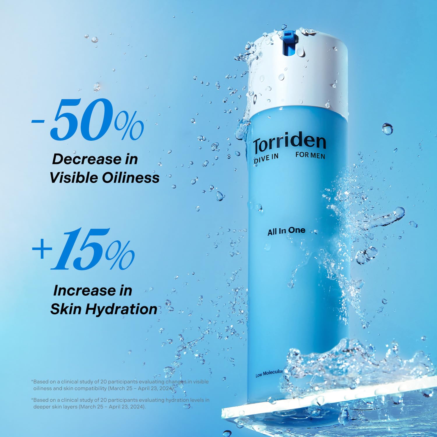 Torriden DIVE IN pour Homme, emballage recyclable et engagement durable.