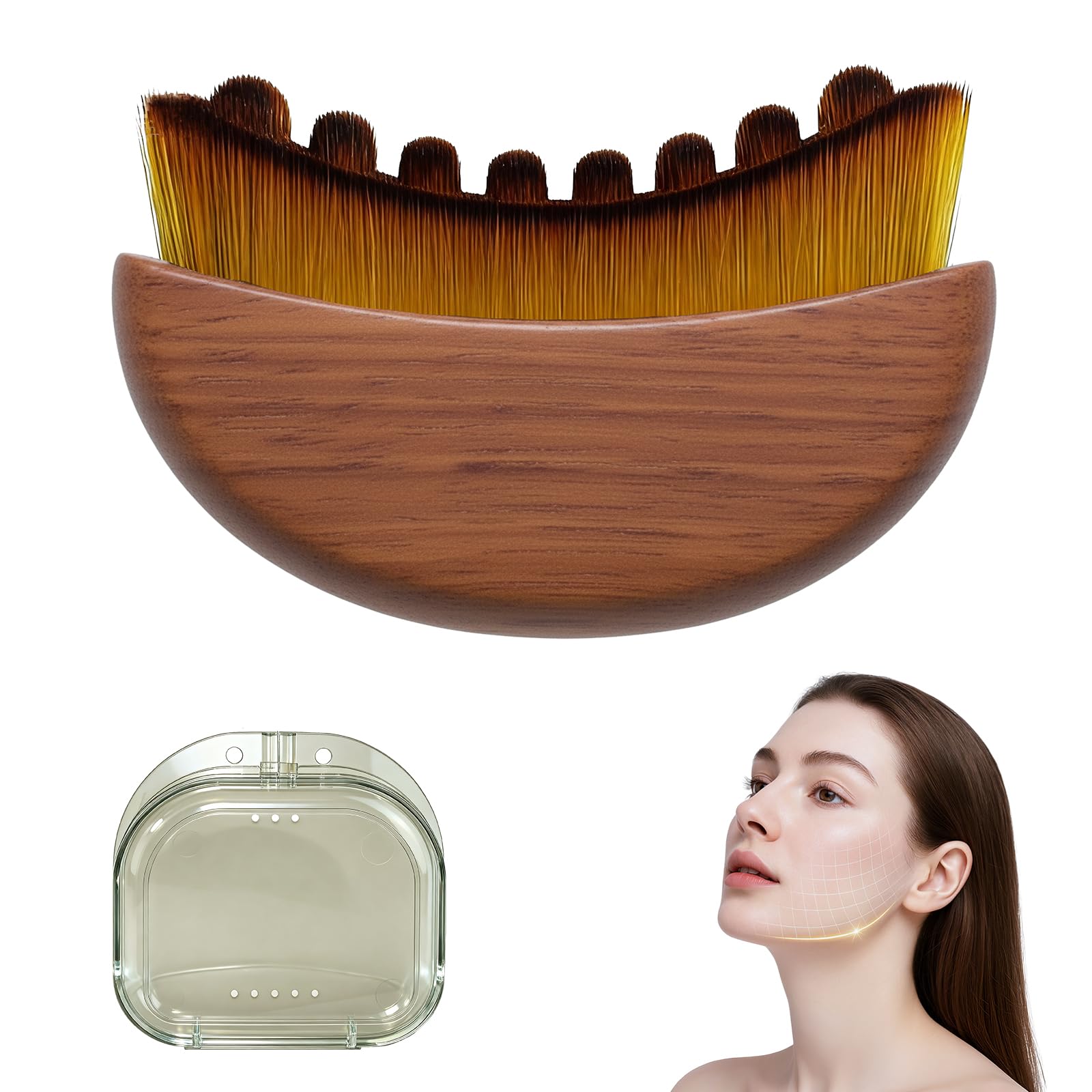 TOSEFES Brosse contour lymphatique visage bois pour favoriser la circulation et le drainage doux.