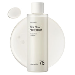 TOSOWOONG Rice Glow Toner, bouteille laitée, hydratation légère pour un éclat clair.