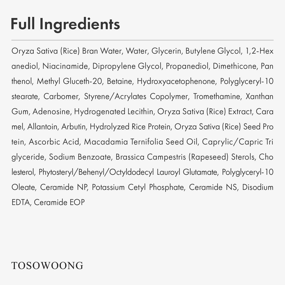 TOSOWOONG Rice Glow Toner, sans parfum, adapté à tous les types de peau.