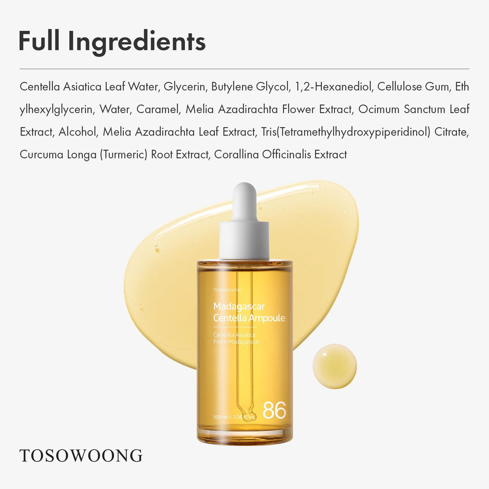 TOSOWOONG Madagascar Centella - application mains et visage, routine délicate.