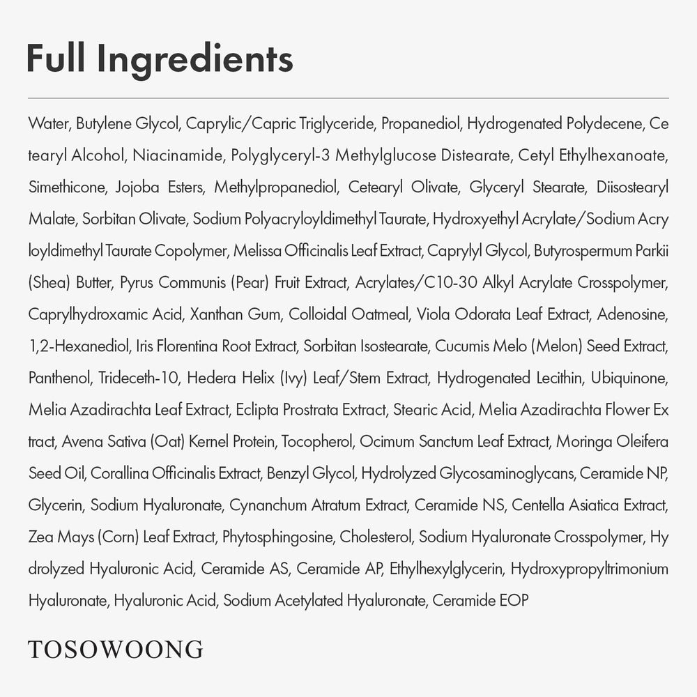 TOSOWOONG Crème d’avoine réelle – application matin et soir pour hydratation durable.