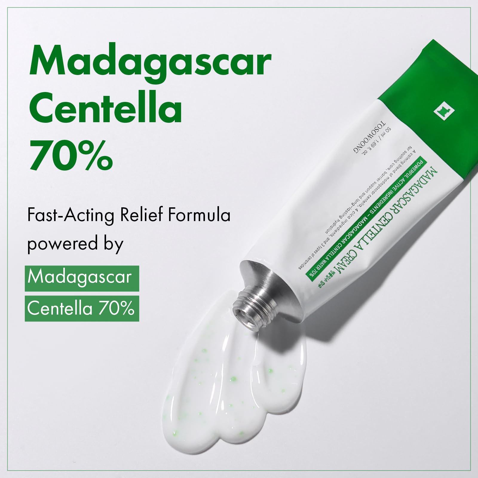 Crème TOSOWOONG Centella Madagascar application rapide et pratique au quotidien.