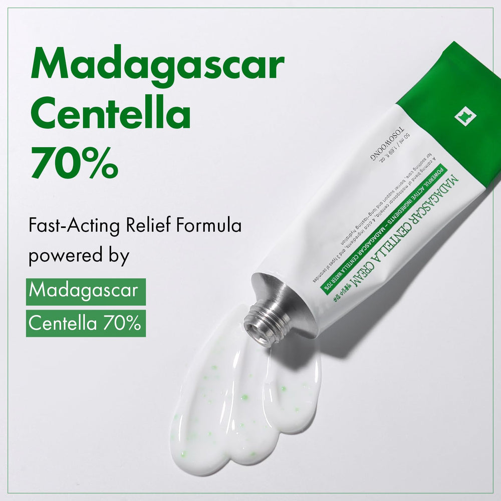 Crème TOSOWOONG Centella Madagascar application rapide et pratique au quotidien.