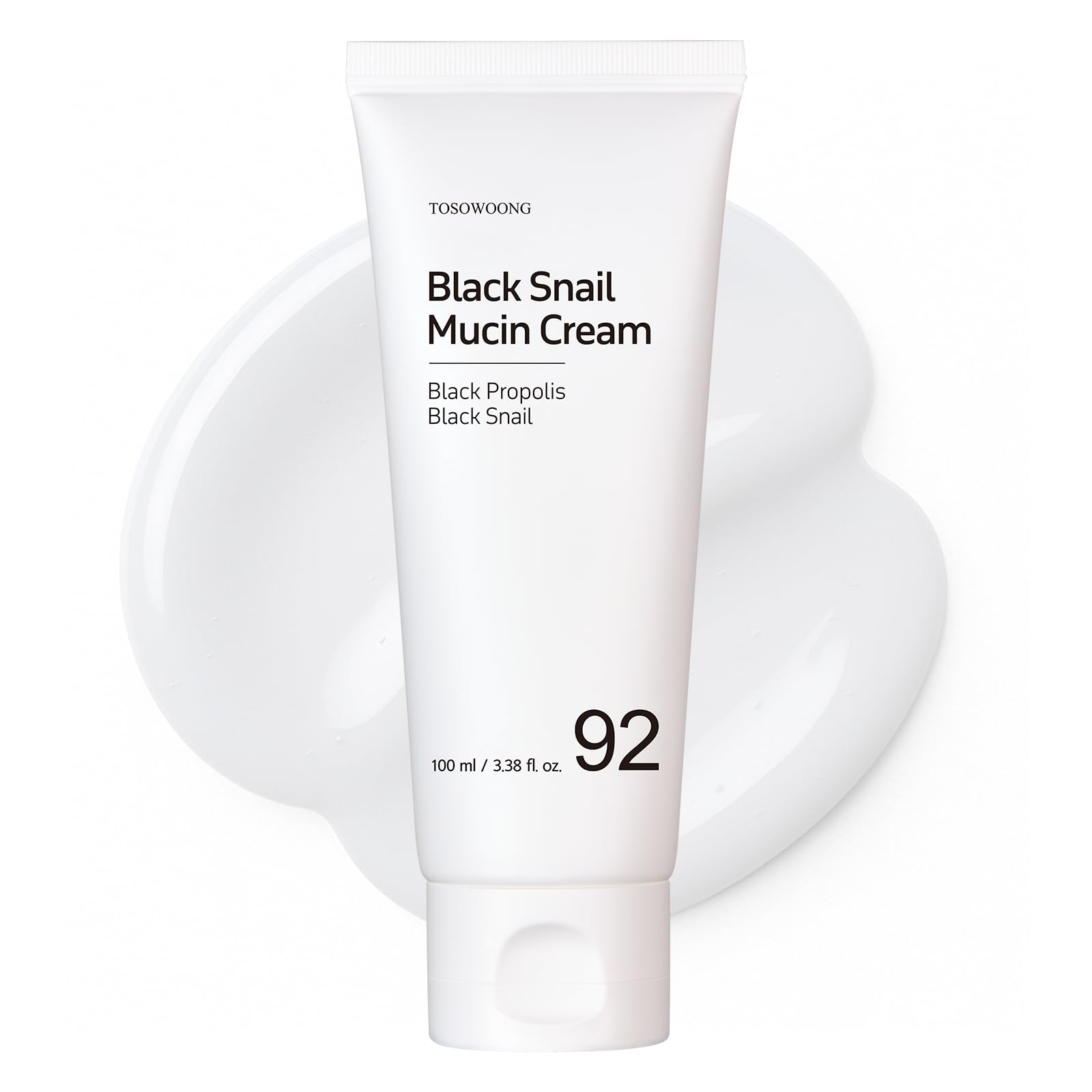 TOSOWOONG Crème Mucin Noir 92 dans sa bouteille, hydratation durable.