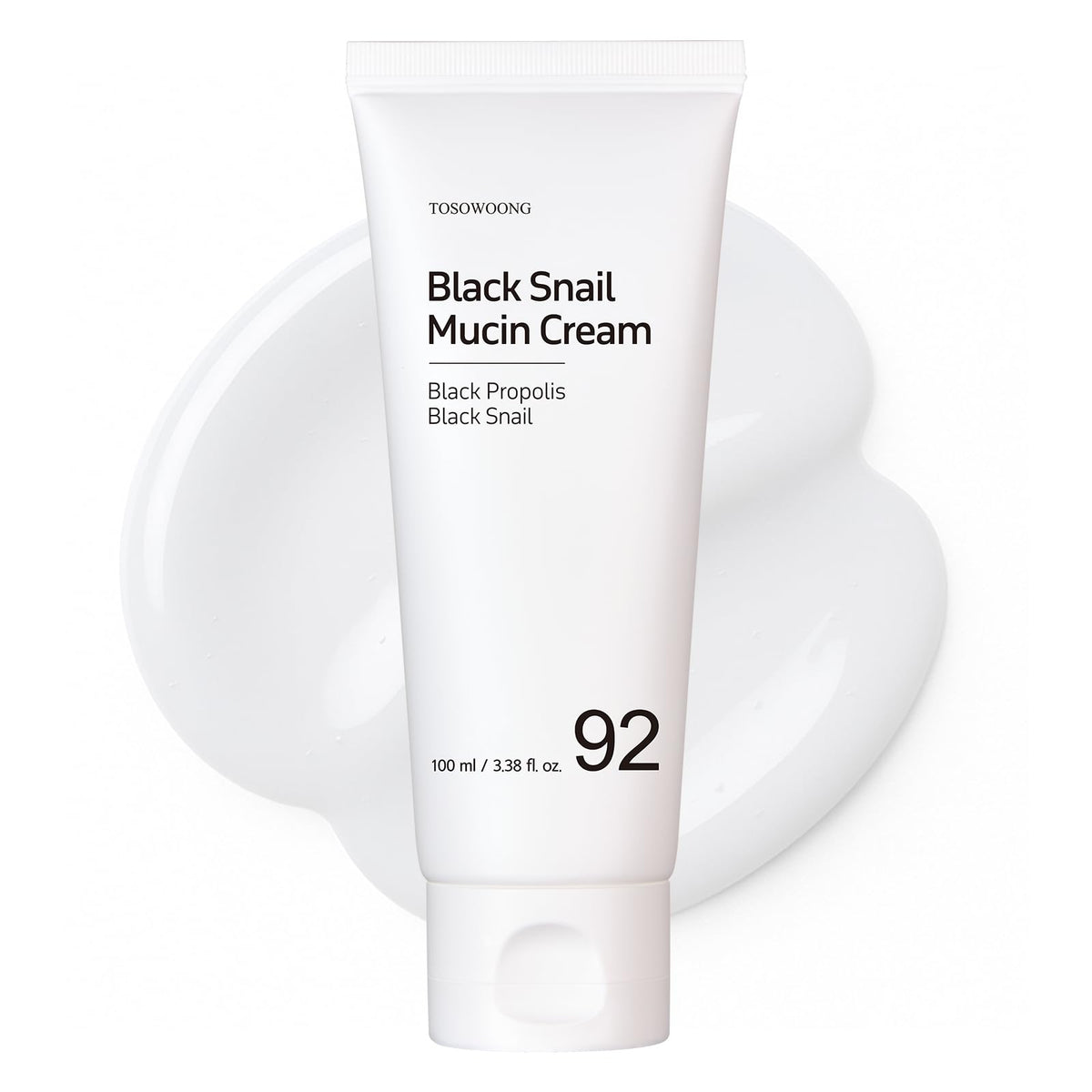 TOSOWOONG Crème Mucin Noir 92 dans sa bouteille, hydratation durable.