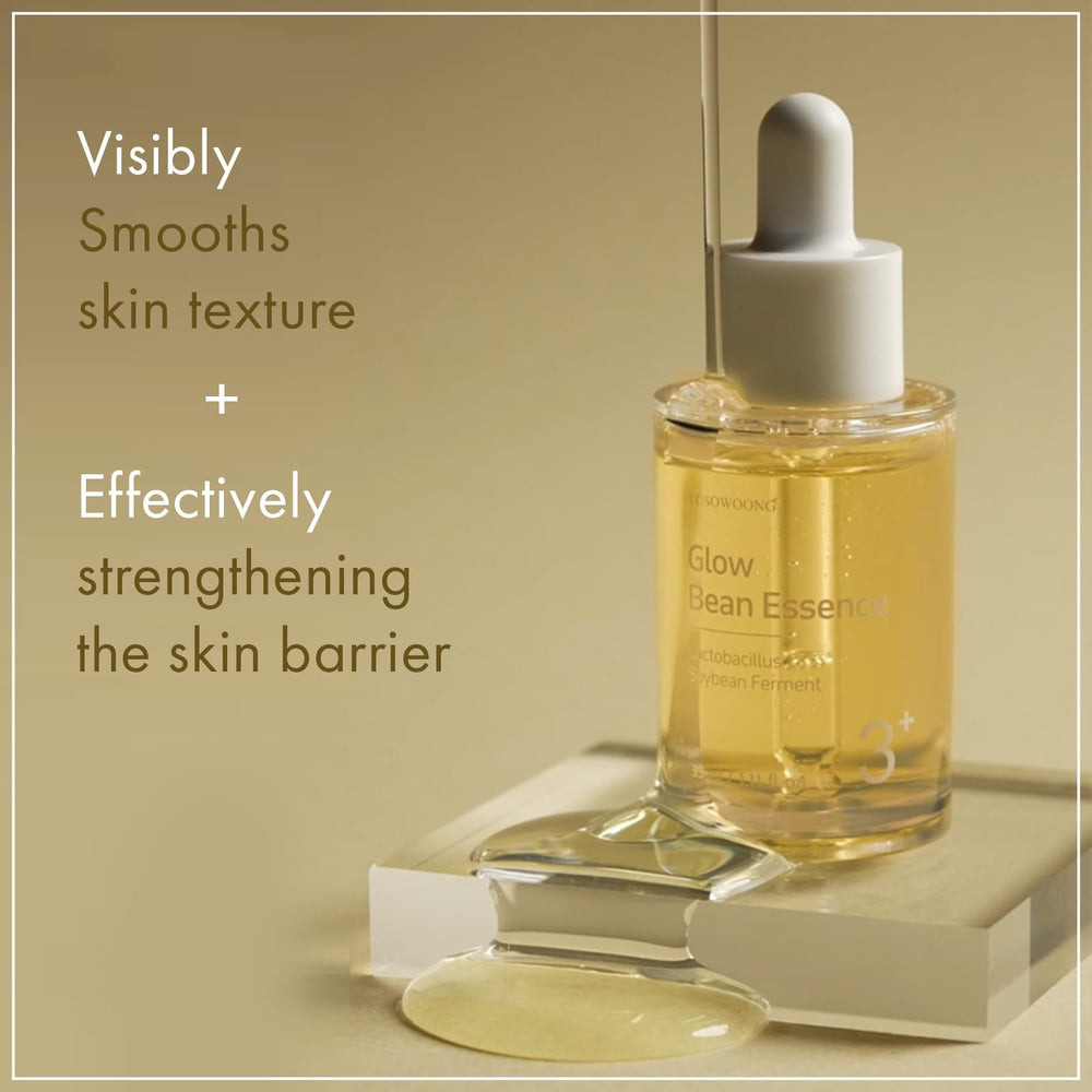 TOSOWOONG Glow Bean Essence – Texture soyeuse qui pénètre rapidement sans fini gras.