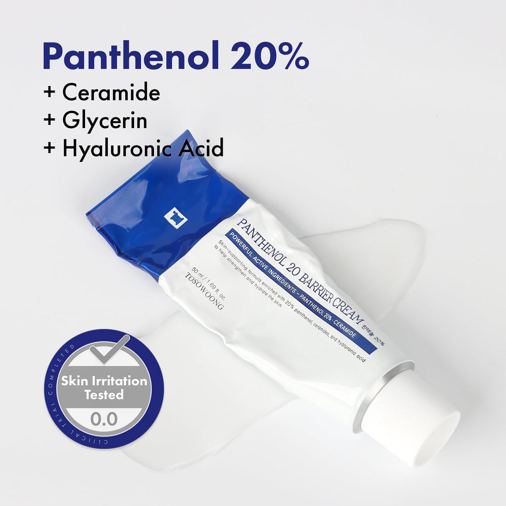 Ingrédients clés ceramides et acide hyaluronique dans Panthenol 20 Barrière Crème.