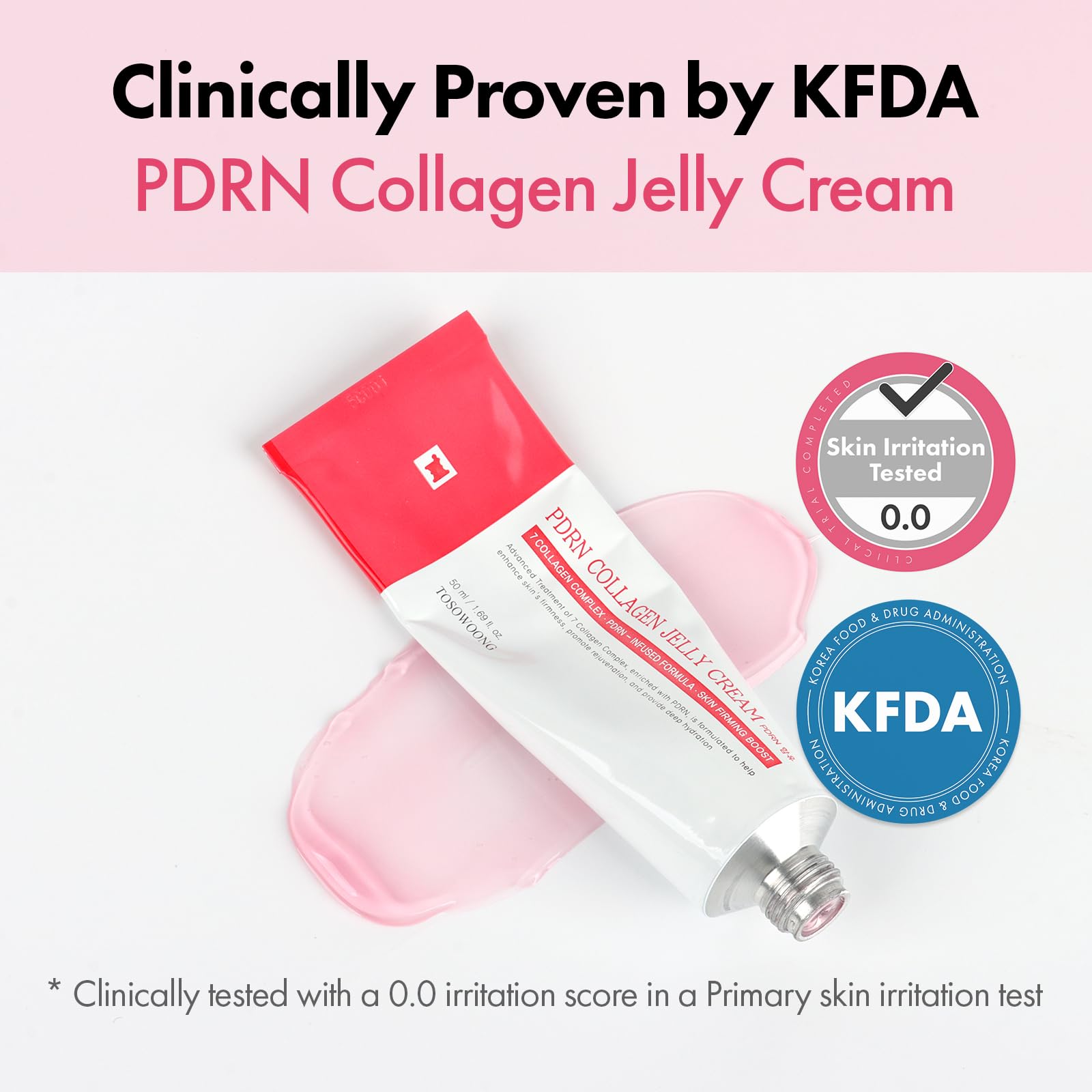 Gelée-crème PDRN collagène, effet lueur et contours plus fermes.