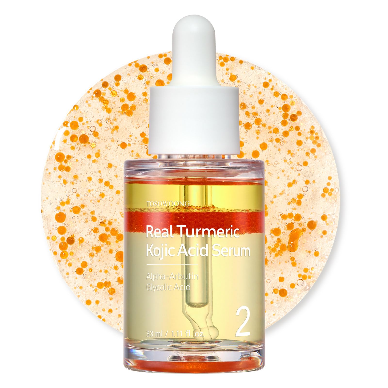 TOSOWOONG Real Turmeric Serum: bouteille élégante pour un teint lumineux.