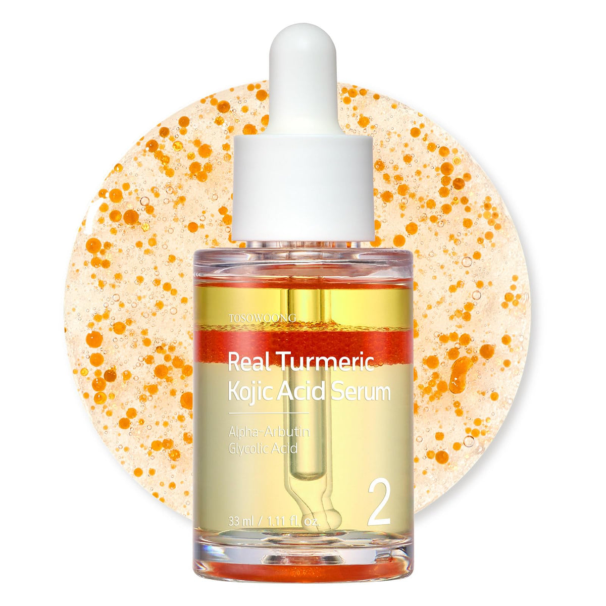 TOSOWOONG Real Turmeric Serum: bouteille élégante pour un teint lumineux.