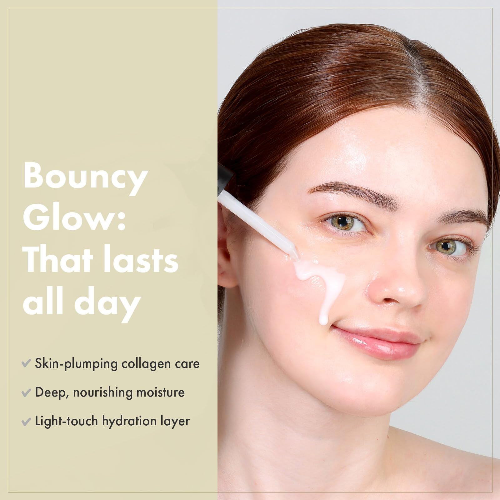 Sérum TOSOWOONG Real Collagen Visage, geste d'application facile pour une absorption efficace.