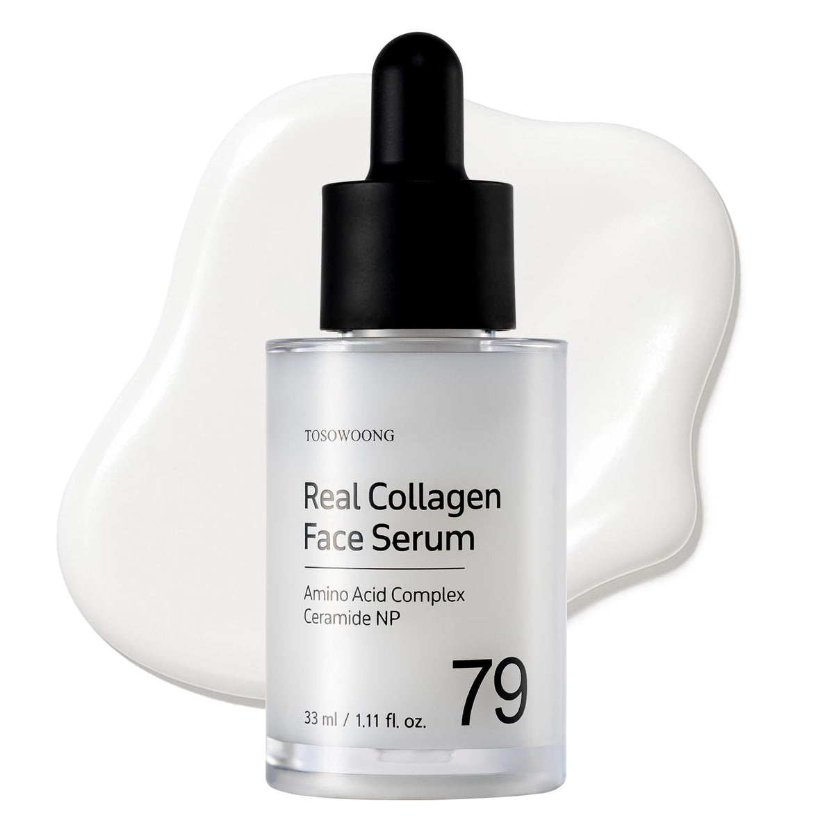 Sérum TOSOWOONG Real Collagen Visage, bouteille-pompe, hydratation rapide et peau plus rebondie.