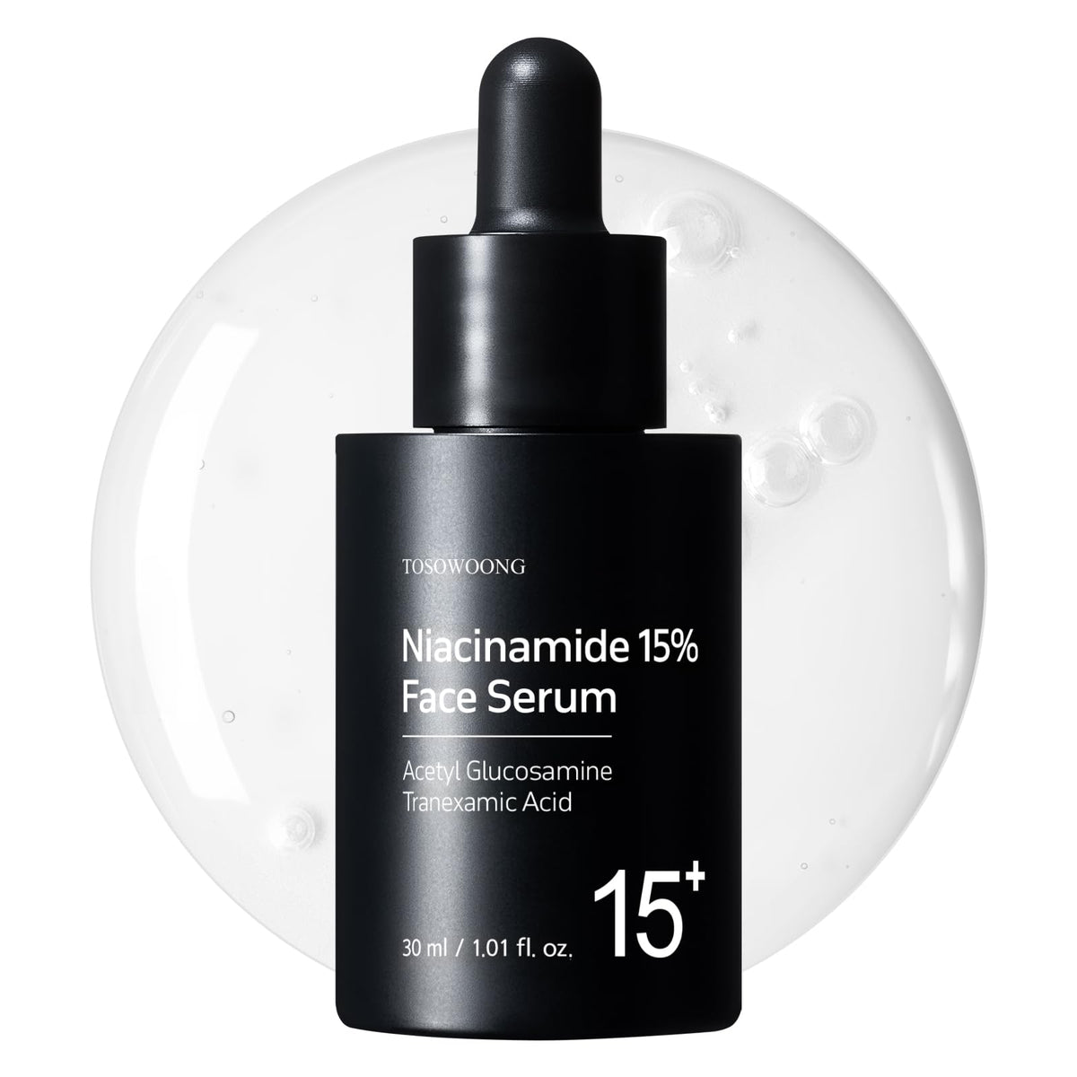 Sérum Niacinamide 15% TOSOWOONG – bouteille élégante qui aide à resserrer les pores.