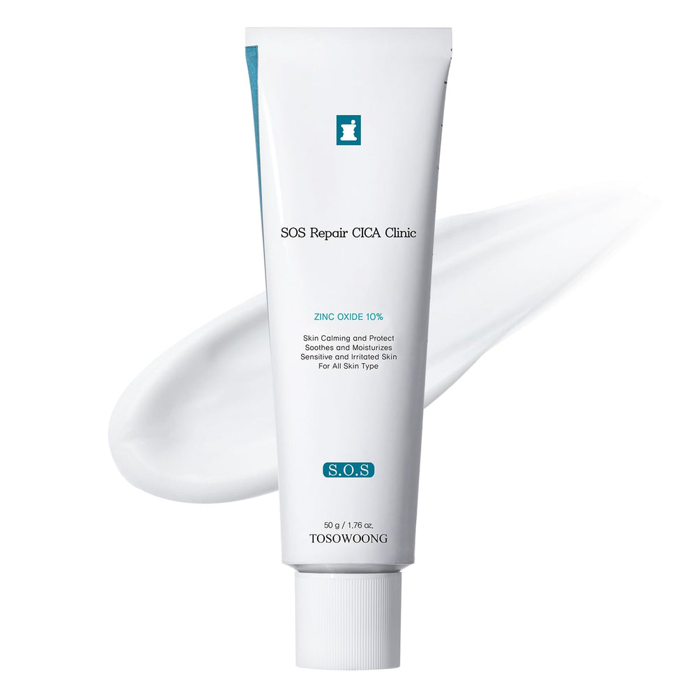 TOSOWOONG SOS Repair CICA Clinic cream jar showing barrier support