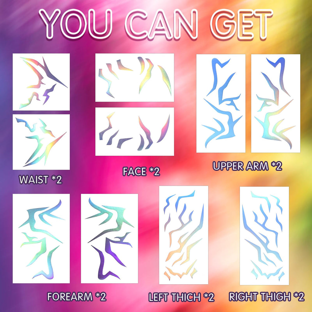 Tosstuki tatouages laser colorés avec effet arc-en-ciel