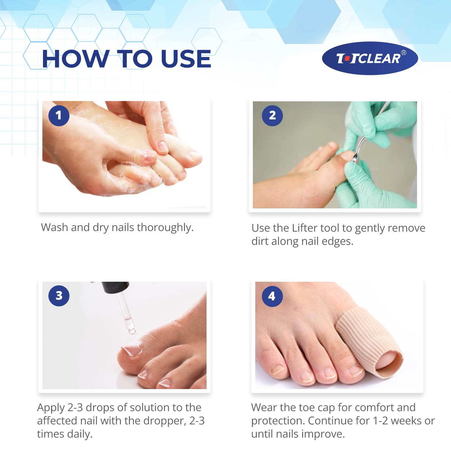 Totclear application-simple-ongle-incarne : utilisation rapide sans dégât.