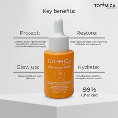 Totemica Sérum vitamine C, texture légère, absorption rapide pour une peau saine.