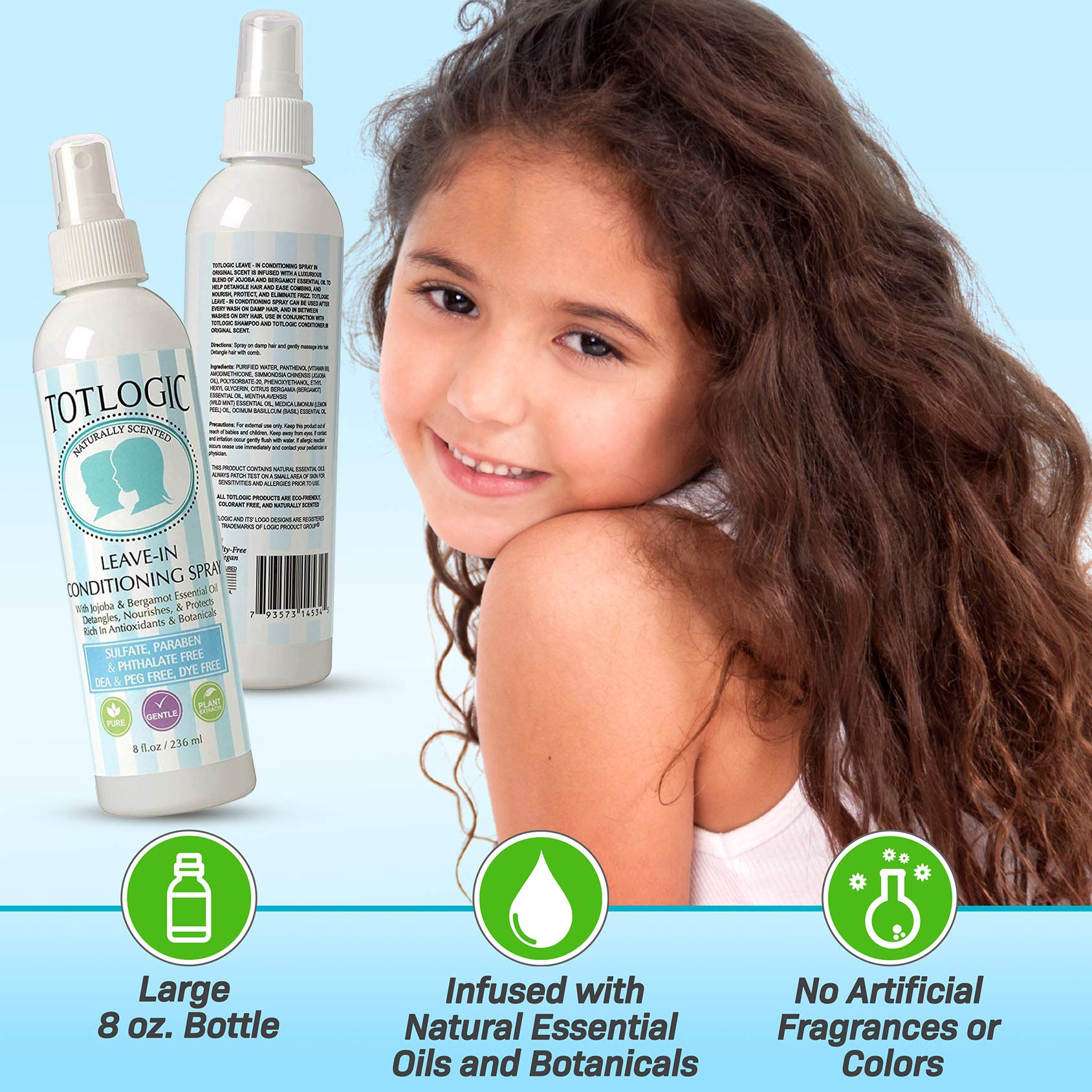TotLogic Kids soin capillaire aux huiles essentielles, parfum naturel apaisant.