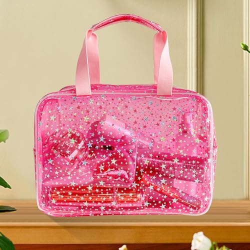 TotePrint sac cosmétique étoile rose, compagnon de voyage discret et pratique.