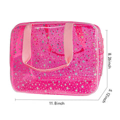 TotePrint sac cosmétique étoile rose, PVC durable, résistant à l'eau.