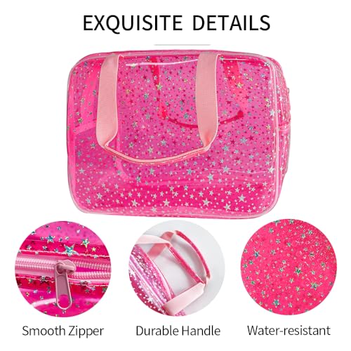 TotePrint sac cosmétique étoile rose, fermeture éclair fluide et sécurisée.