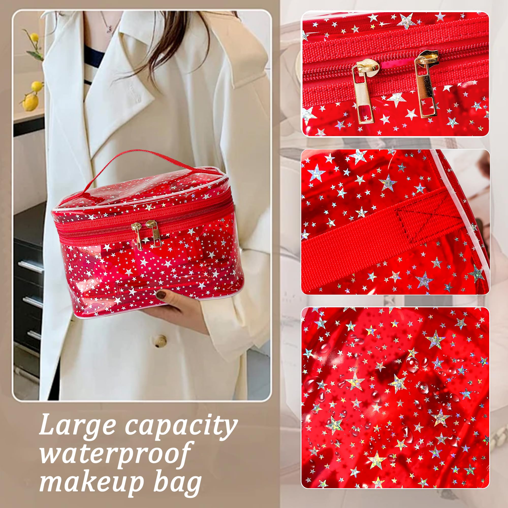 TotePrint pochette cosmétique violet PVC transparente, rangement clair et efficace.