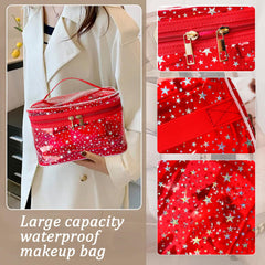 TotePrint pochette cosmétique violet PVC transparente, rangement clair et efficace.