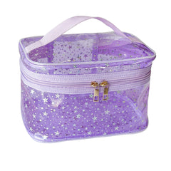 TotePrint sac maquillage violet en PVC avec poignee, pratique et durable.