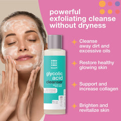 TOUCH glycolic face wash foam lather spreading on skin for cleansing
