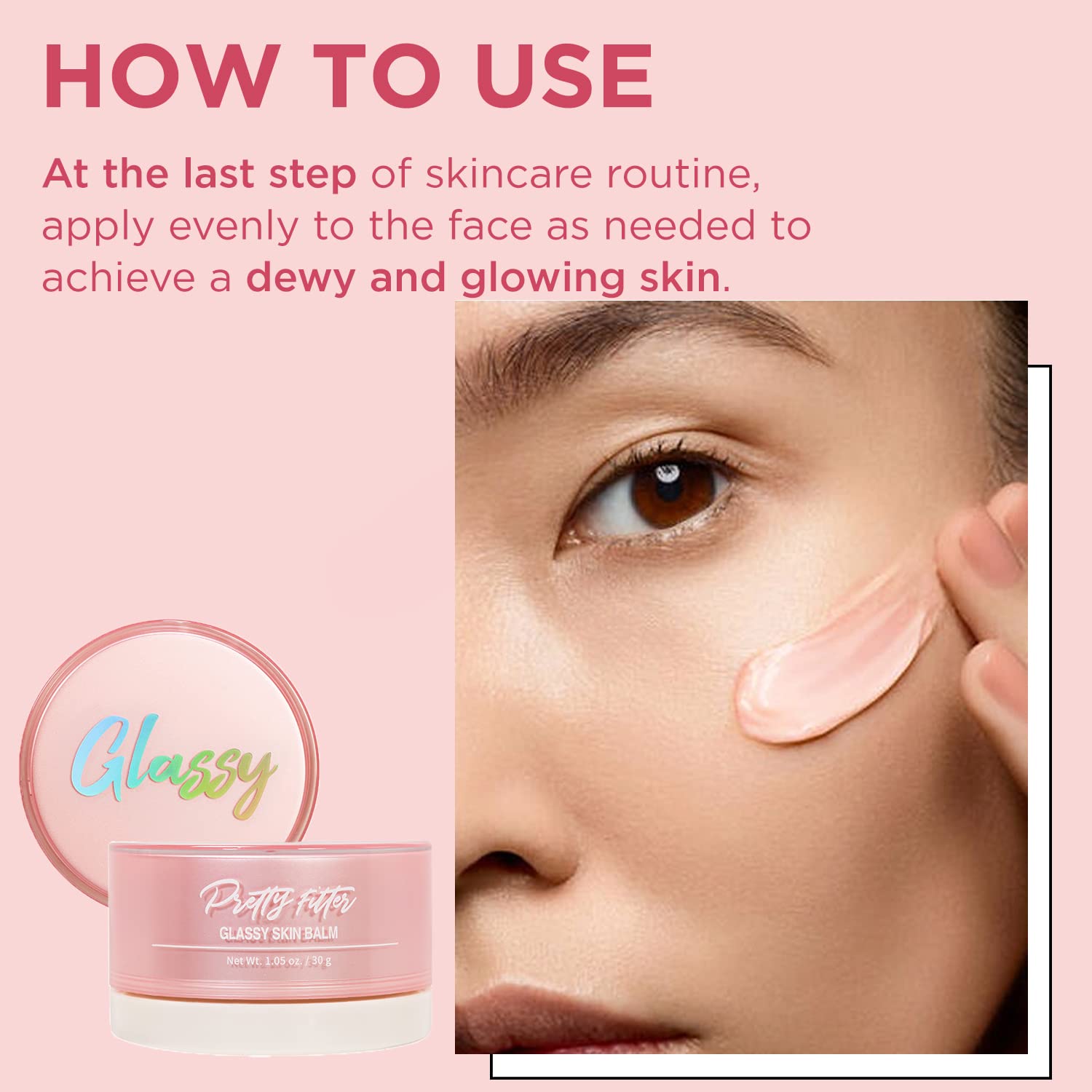 Touch in Sol Pretty Filter Glassy Skin Balm Primer – formule vegan sans alcool pour peaux sensibles.