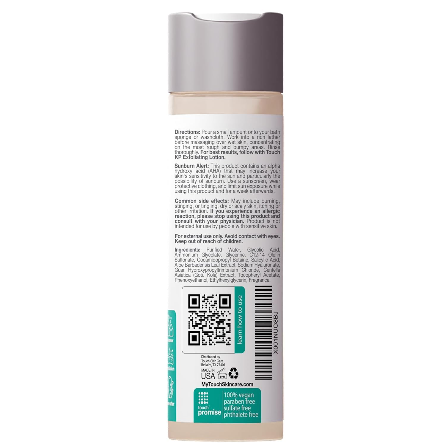 TOUCH KP Douche – aloé vera et hyaluronique pour hydrater et apaiser la peau.