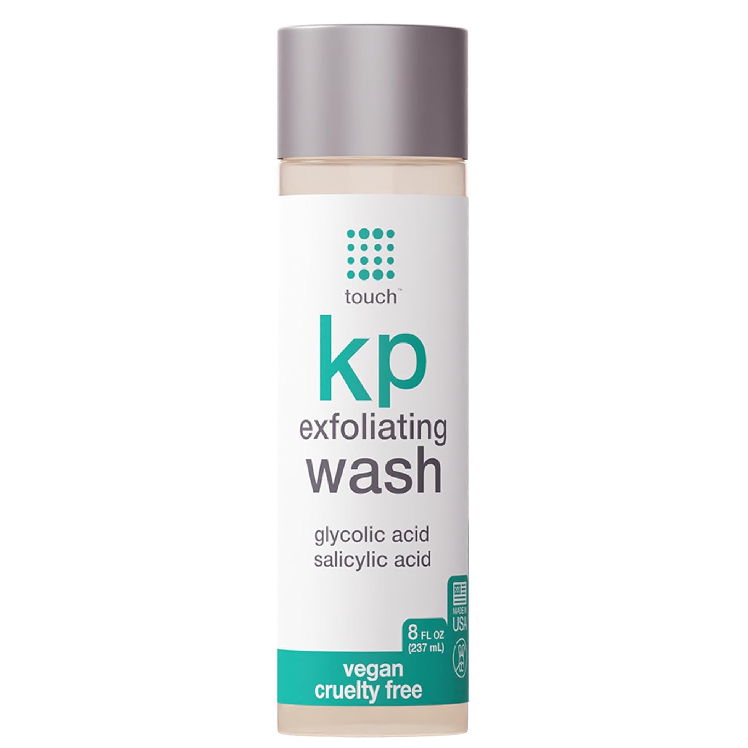 TOUCH KP Douche exfoliant en bouteille – peau plus lisse grâce à l’acide glycolique.