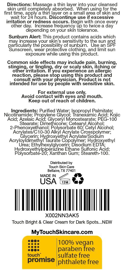 TOUCH Crème Éclat sans parfum, formule douce et adaptée à tous.