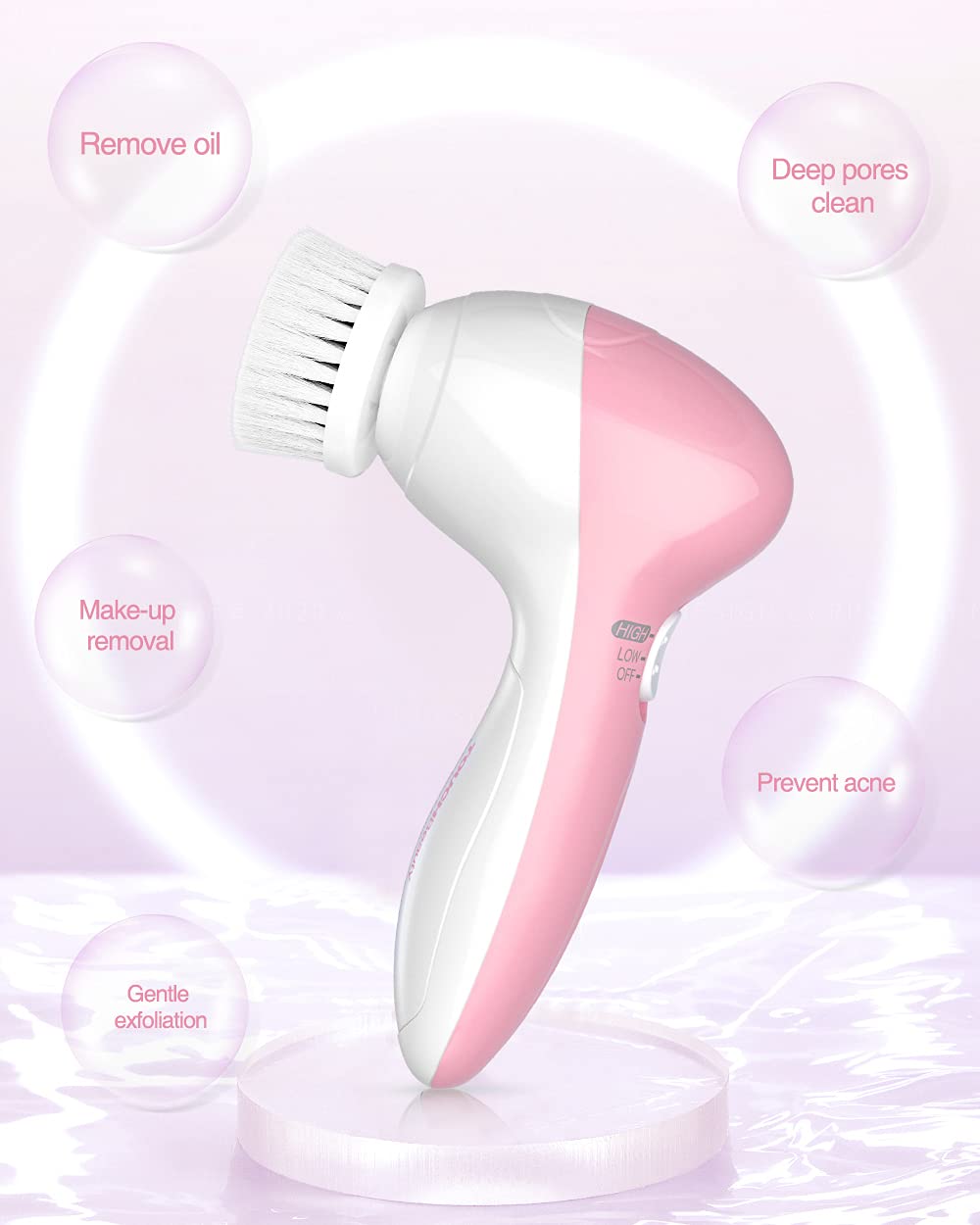 TOUCHBeauty brosse rotative 360° à grande vitesse pour un nettoyage rapide.